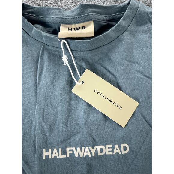 NWT HWD Halfway Dead Slate Blue Short Sleeve Slub Knit Tee Men's Size Medium - Picture 6 of 7